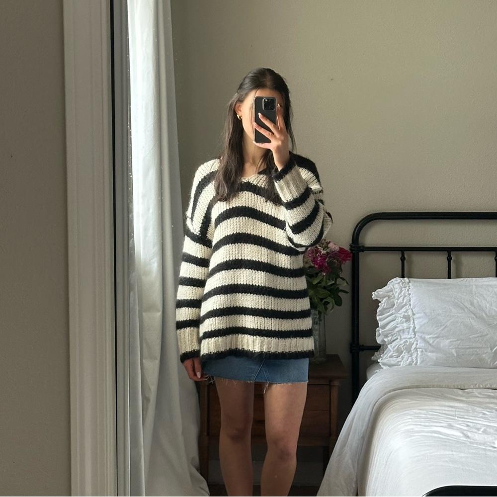 Zara oversized knit stripe wool sweater size small - Picture 4 of 12